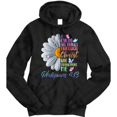 I Can Do All Things Through Christ Religious Butterfly Art Tie Dye Hoodie