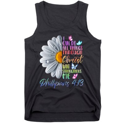 I Can Do All Things Through Christ Religious Butterfly Art Tank Top