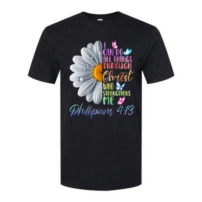 I Can Do All Things Through Christ Religious Butterfly Art Softstyle® CVC T-Shirt