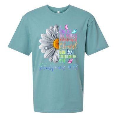 I Can Do All Things Through Christ Religious Butterfly Art Sueded Cloud Jersey T-Shirt