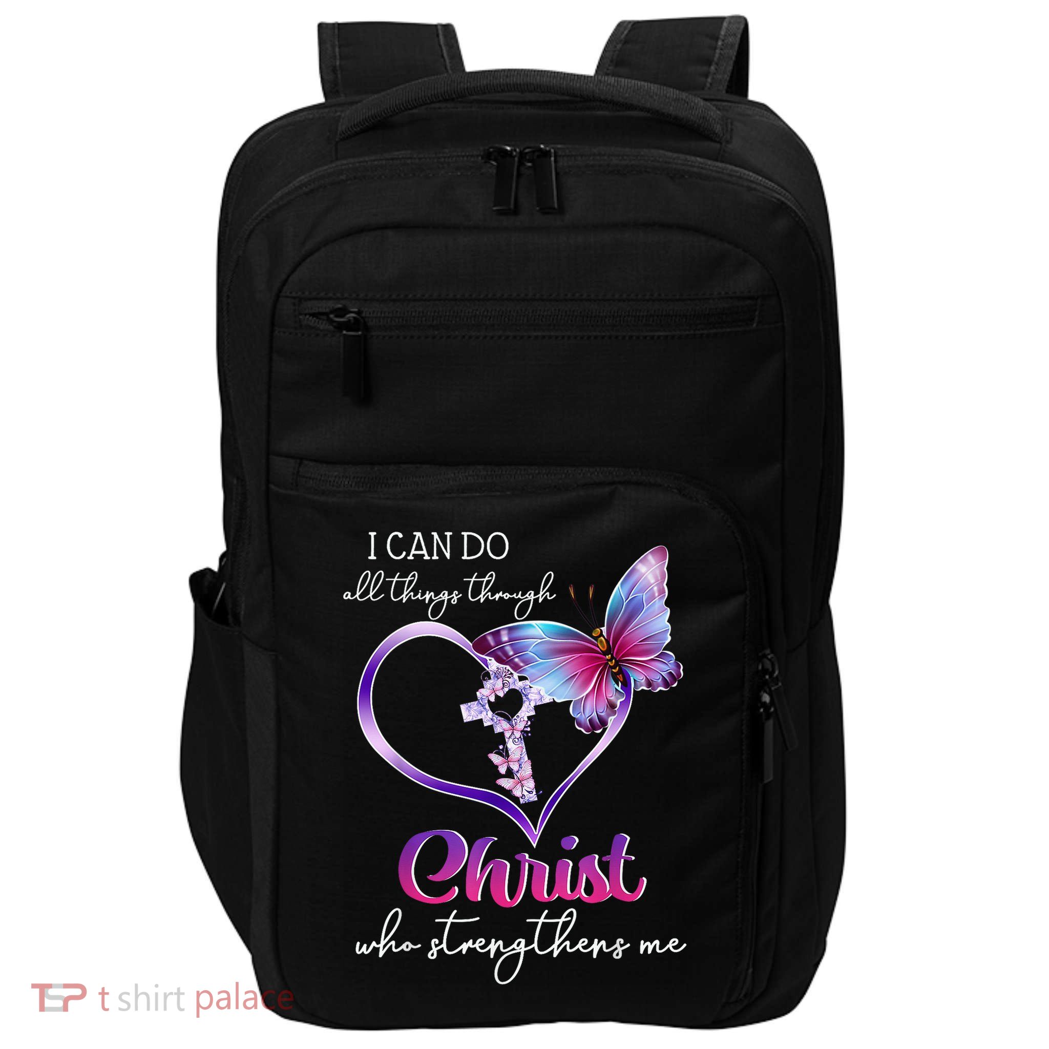 I Can Do All Things Through Christ Butterfly Art Easter Day Happy Quotes Impact Tech Backpack