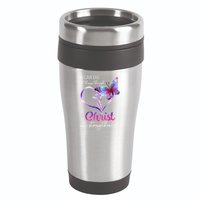 I Can Do All Things Through Christ Butterfly Art Easter Day Happy Quotes 16oz Travel Tumbler