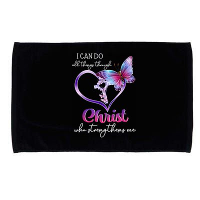 I Can Do All Things Through Christ Butterfly Art Easter Day Happy Quotes Microfiber Hand Towel