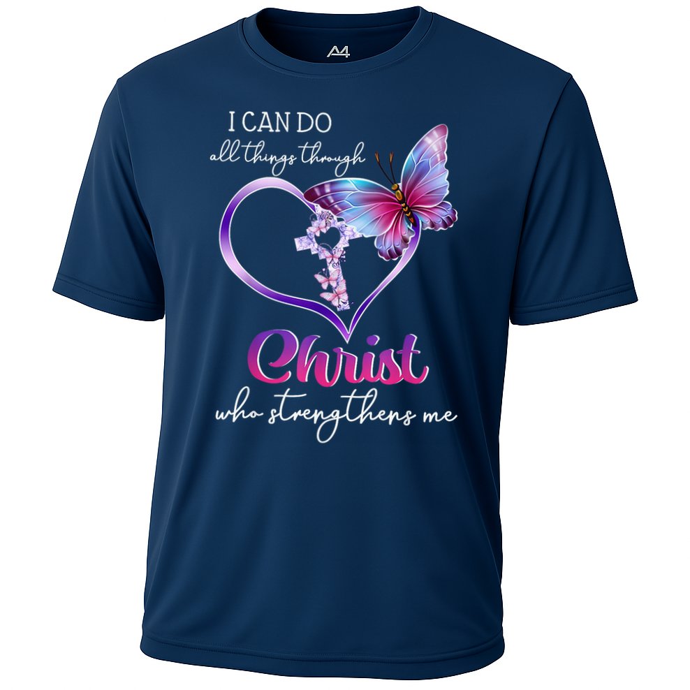 I Can Do All Things Through Christ Butterfly Art Easter Day Happy Quotes Performance Shirt