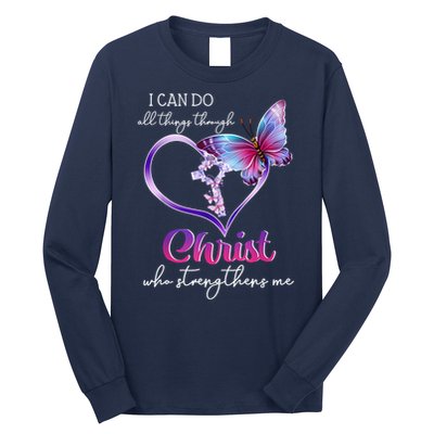 I Can Do All Things Through Christ Butterfly Art Easter Day Happy Quotes Long Sleeve Shirt
