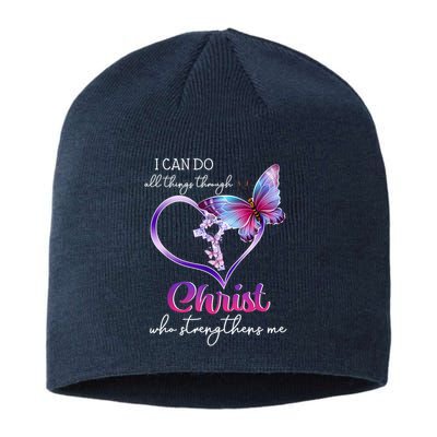 I Can Do All Things Through Christ Butterfly Art Easter Day Happy Quotes Sustainable Beanie