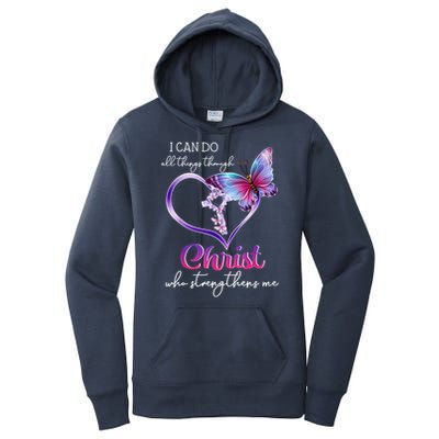 I Can Do All Things Through Christ Butterfly Art Easter Day Happy Quotes Women's Pullover Hoodie