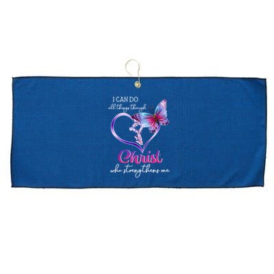 I Can Do All Things Through Christ Butterfly Art Easter Day Happy Quotes Large Microfiber Waffle Golf Towel