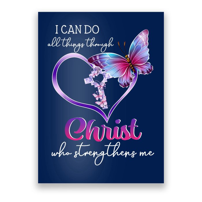 I Can Do All Things Through Christ Butterfly Art Easter Day Happy Quotes Poster