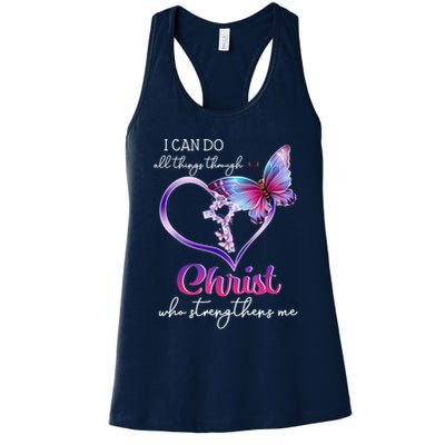I Can Do All Things Through Christ Butterfly Art Easter Day Happy Quotes Womens Tank Top
