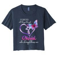 I Can Do All Things Through Christ Butterfly Art Easter Day Happy Quotes Crop Top