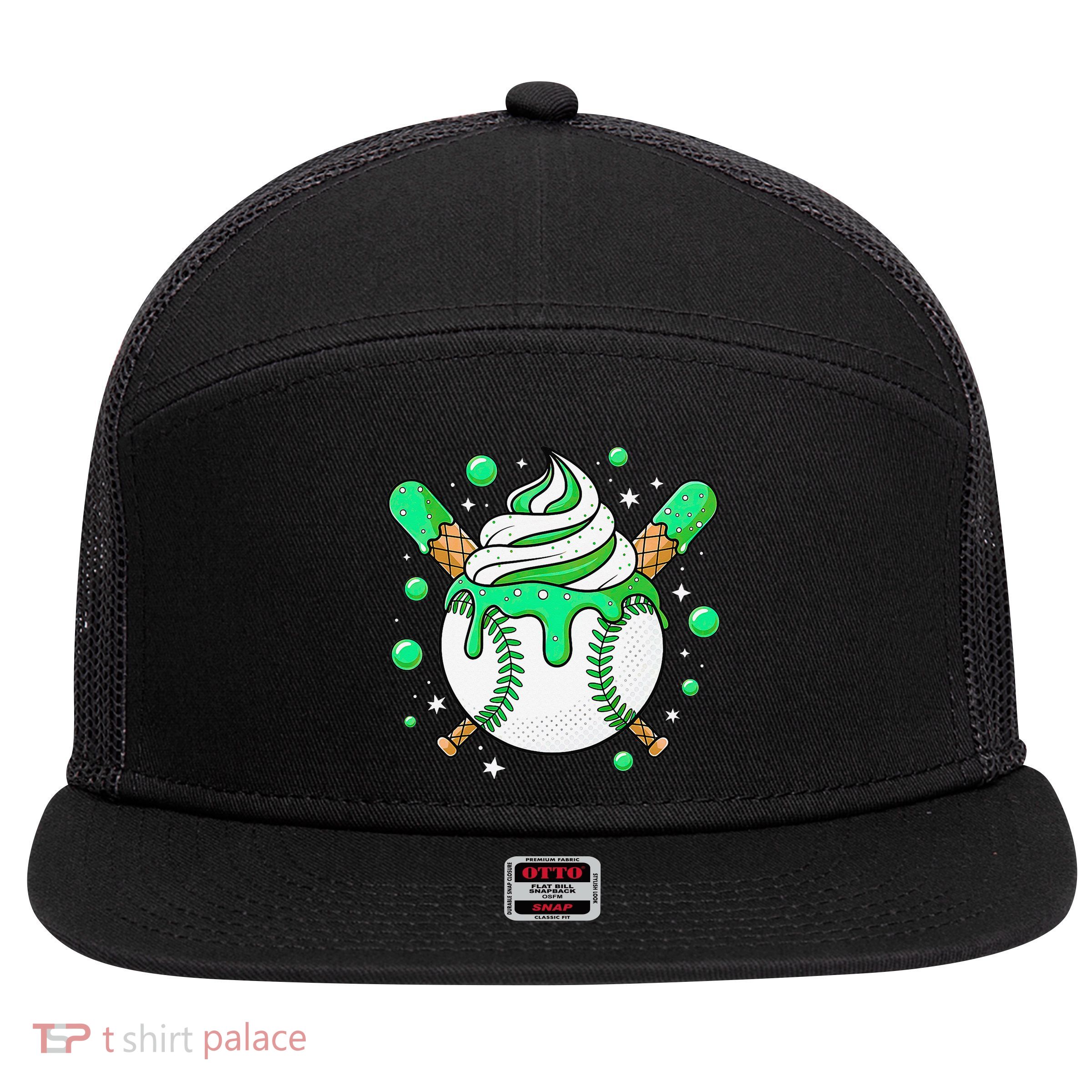 Ice Cream Drip Baseball Stuff Stuff Baseball 7 Panel Mesh Trucker Snapback Hat