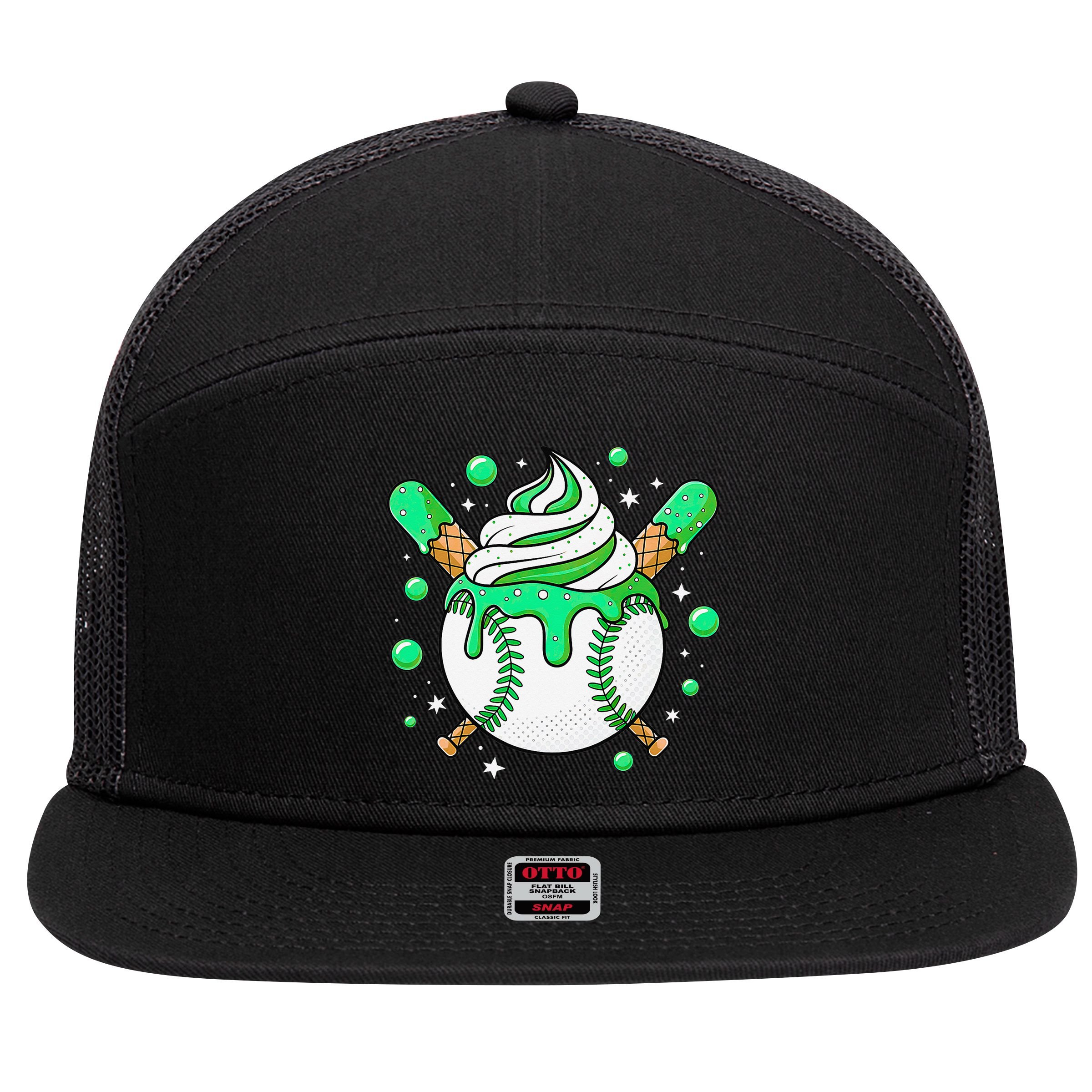 Ice Cream Drip Baseball Stuff Stuff Baseball 7 Panel Mesh Trucker Snapback Hat