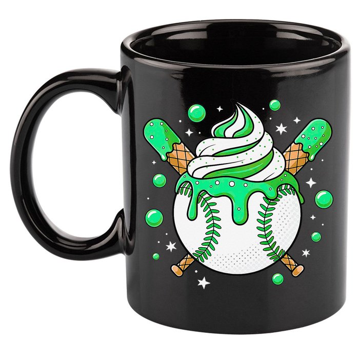 Ice Cream Drip Baseball Stuff Stuff Baseball 11oz C Handle Ceramic Mug