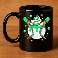 Ice Cream Drip Baseball Stuff Stuff Baseball 11oz C Handle Ceramic Mug