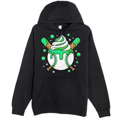 Ice Cream Drip Baseball Stuff Stuff Baseball Premium Pullover Hoodie