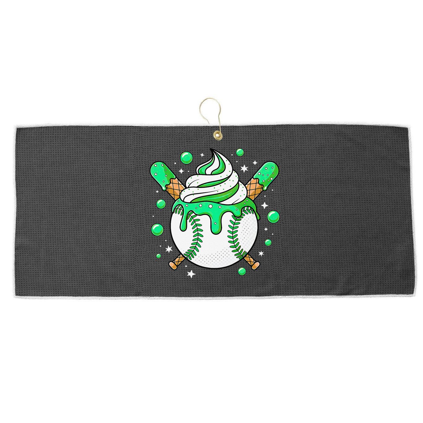 Ice Cream Drip Baseball Stuff Stuff Baseball Large Microfiber Waffle Golf Towel