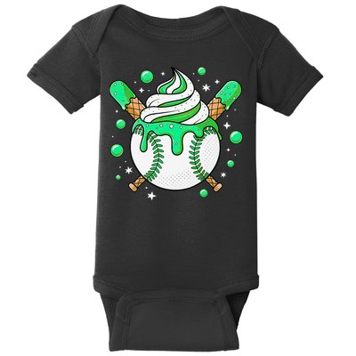 Ice Cream Drip Baseball Stuff Stuff Baseball Baby Bodysuit
