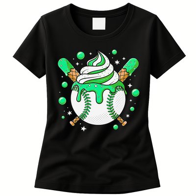 Ice Cream Drip Baseball Stuff Stuff Baseball Womens T-Shirt