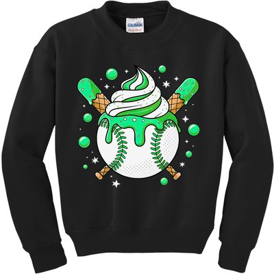 Ice Cream Drip Baseball Stuff Stuff Baseball Kids Sweatshirt