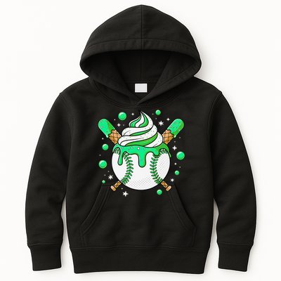 Ice Cream Drip Baseball Stuff Stuff Baseball Kids Hoodie