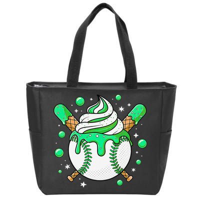 Ice Cream Drip Baseball Stuff Stuff Baseball Zip Tote Bag
