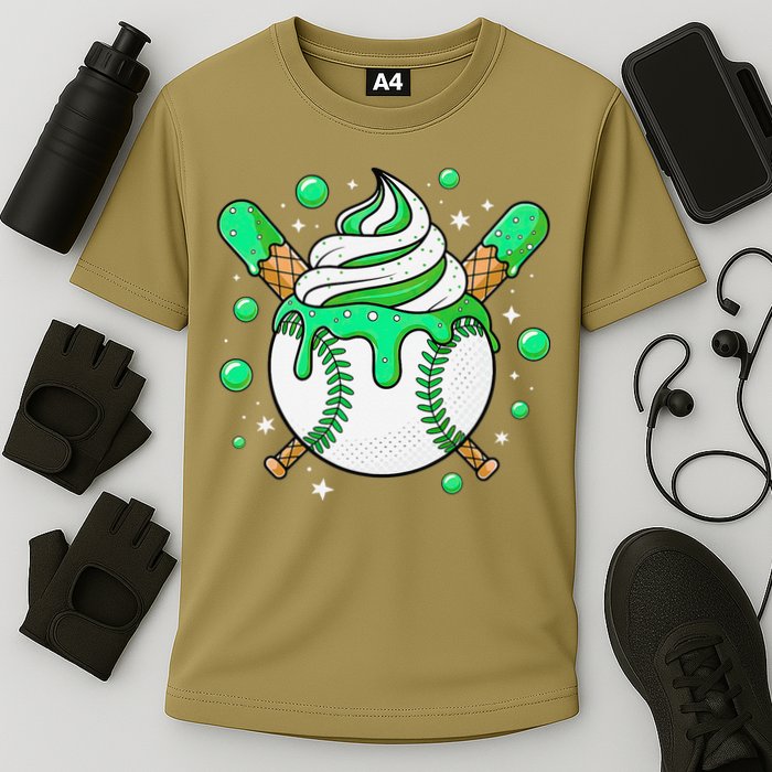 Ice Cream Drip Baseball Stuff Stuff Baseball Cooling Performance Crew T-Shirt