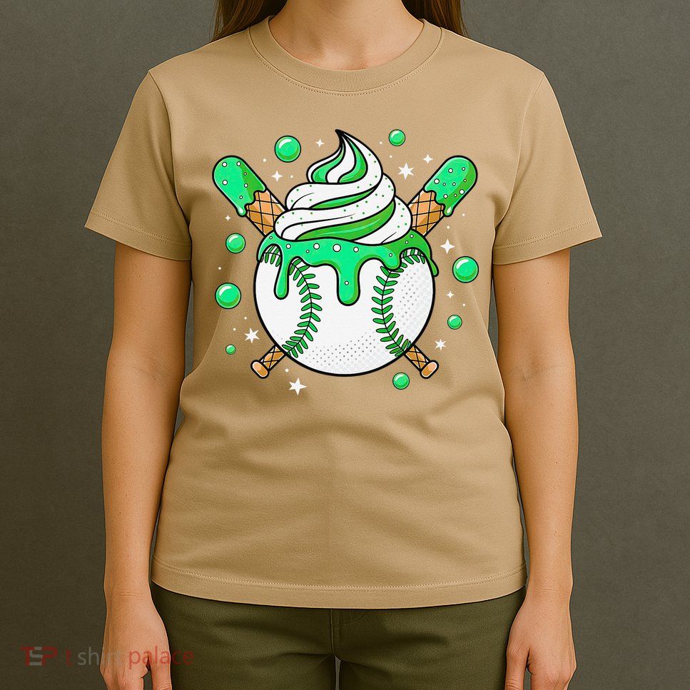 Ice Cream Drip Baseball Stuff Stuff Baseball T-Shirt