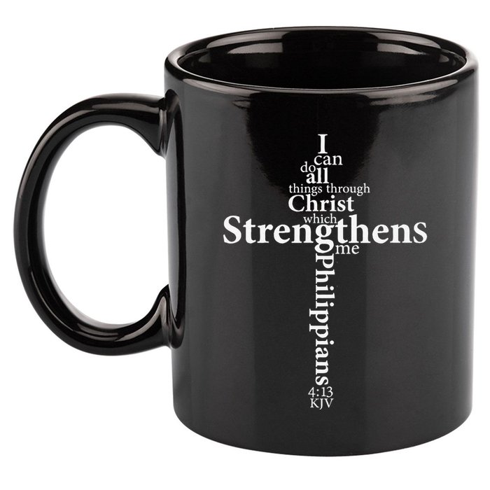 I Can Do All Things Through Christ Who Strengthens Me Cross Gift 11oz C Handle Ceramic Mug