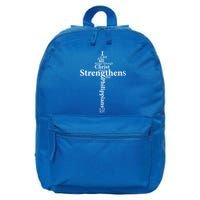 I Can Do All Things Through Christ Who Strengthens Me Cross Gift 16 in Basic Backpack