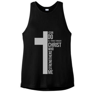 I Can Do All Things Through Christ Who Strengthens Me Cross Ladies PosiCharge Tri-Blend Wicking Tank