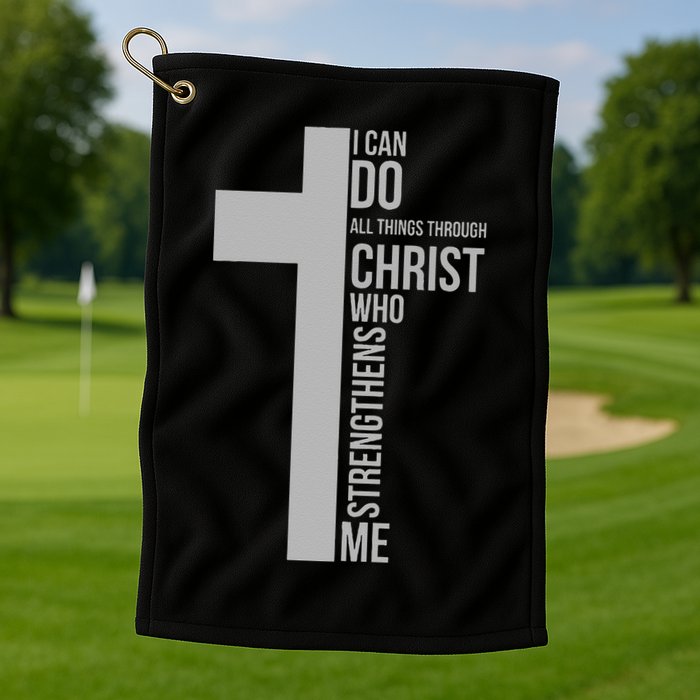 I Can Do All Things Through Christ Who Strengthens Me Cross Golf Towel