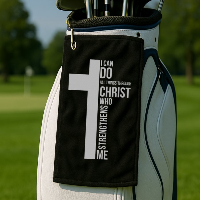 I Can Do All Things Through Christ Who Strengthens Me Cross Golf Towel