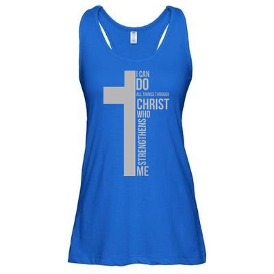 I Can Do All Things Through Christ Who Strengthens Me Cross Ladies Essential Flowy Tank