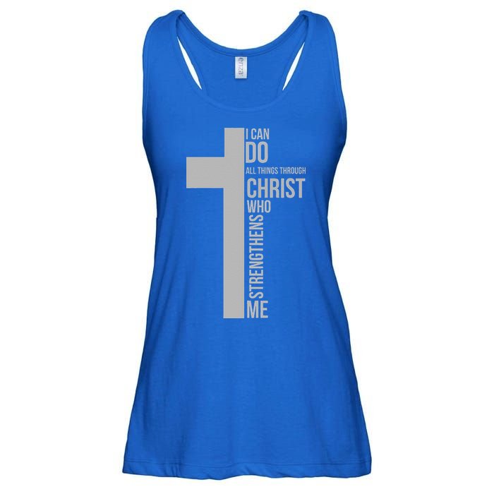 I Can Do All Things Through Christ Who Strengthens Me Cross Ladies Essential Flowy Tank