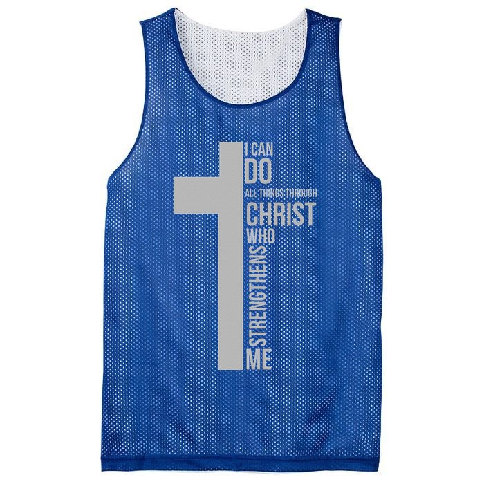 I Can Do All Things Through Christ Who Strengthens Me Cross Mesh Reversible Basketball Jersey Tank