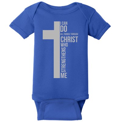 I Can Do All Things Through Christ Who Strengthens Me Cross Baby Bodysuit