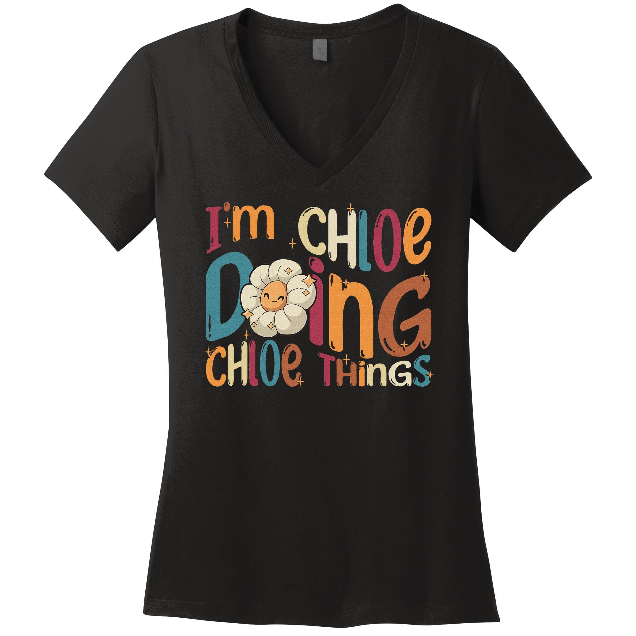 I'm Chloe Doing Chloe Things, Funny Groovy Retro Chloe Women's V-Neck T-Shirt