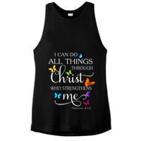 I Can Do All Things Through Christ Butterfly Art Religious Ladies PosiCharge Tri-Blend Wicking Tank
