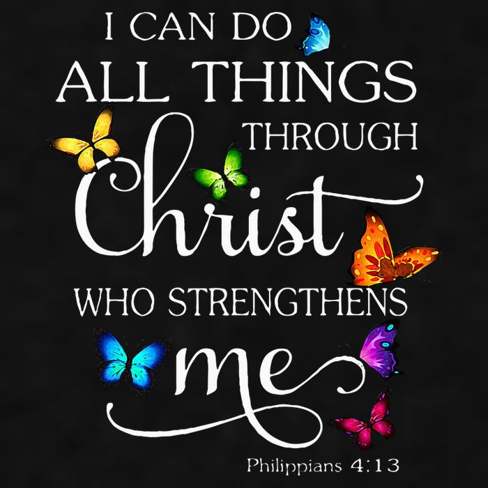 I Can Do All Things Through Christ Butterfly Art Religious Ladies PosiCharge Tri-Blend Wicking Tank