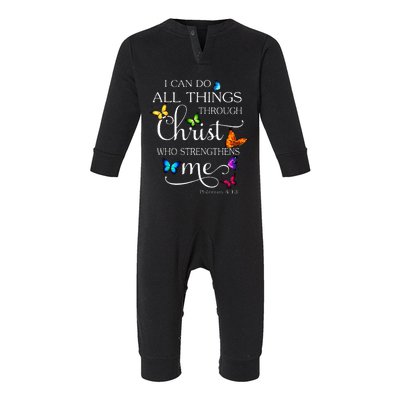 I Can Do All Things Through Christ Butterfly Art Religious Infant Fleece One Piece