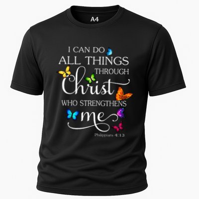 I Can Do All Things Through Christ Butterfly Art Religious Performance Shirt