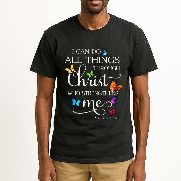 I Can Do All Things Through Christ Butterfly Art Religious Tall T-Shirt