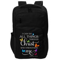 I Can Do All Things Through Christ Butterfly Art Religious Impact Tech Backpack