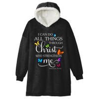 I Can Do All Things Through Christ Butterfly Art Religious Hooded Wearable Blanket