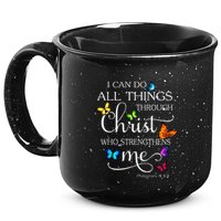 I Can Do All Things Through Christ Butterfly Art Religious 15oz Campfire Ceramic Mug