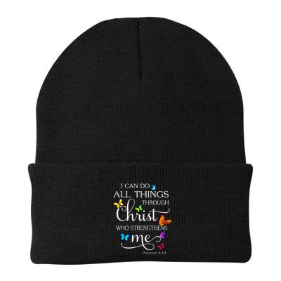 I Can Do All Things Through Christ Butterfly Art Religious Beanie