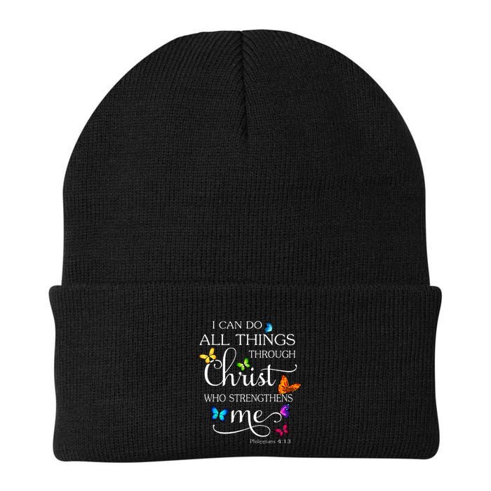 I Can Do All Things Through Christ Butterfly Art Religious Beanie