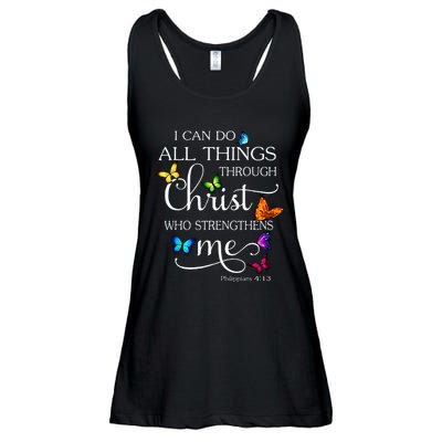 I Can Do All Things Through Christ Butterfly Art Religious Ladies Essential Flowy Tank