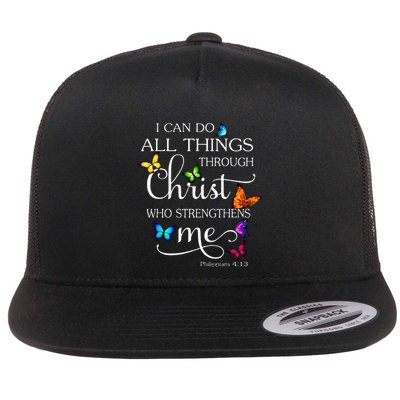 I Can Do All Things Through Christ Butterfly Art Religious Flatbill Hat